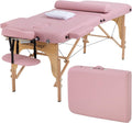 BestMassage Massage Bed Portable Massage Table 28 inch Wide Lash Bed Height Adjustable 2 Folding PU Leather with Towel Hanger Oil Pouch Half Bolster Round Bolster Non-Woven Bag