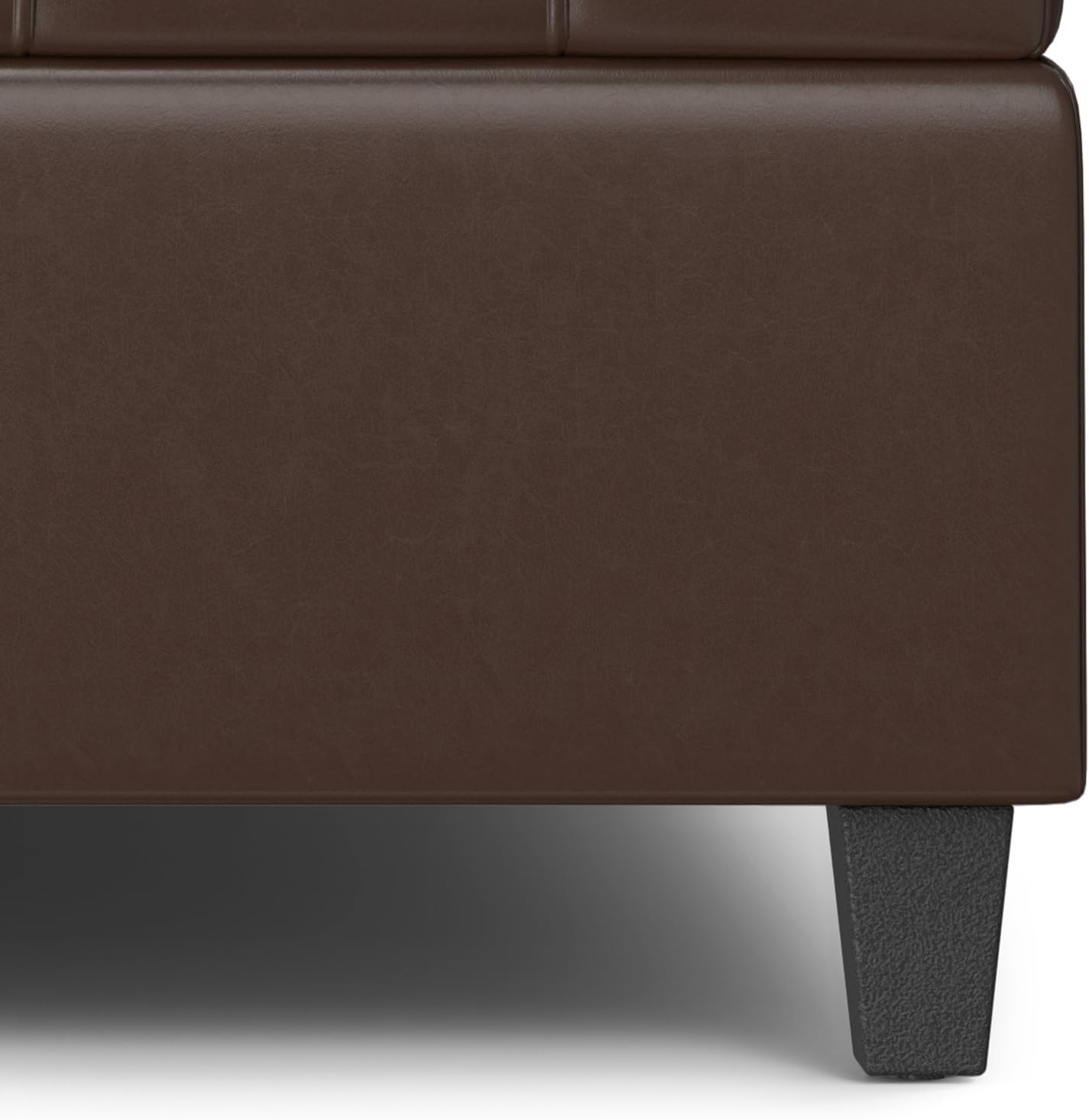 SIMPLIHOME Harrison Large Coffee Table Storage Ottoman - 40 inch Wide Upholstered Vegan Leather Square Lift-Top Ottoman in Chocolate Brown, Transitional Bench for Living Room with Sturdy Base