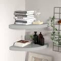 Corner Floating Shelves Wall Mounted,13.8 Inch Easy to Install Wall Corner Shelf,Wall Storage Shelves for Bedroom, Living Room, Bathroom, Kitchen, Office Concrete White (Grey 2 Pcs)