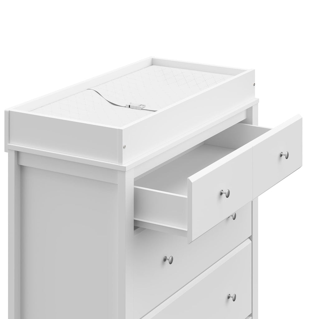 Storkcraft Horizon 3 Drawer Chest with Changing Topper (White) – GREENGUARD Gold Certified, Includes Removable Changing Table Topper, Chest of Drawers for Nursery & Kids Bedroom