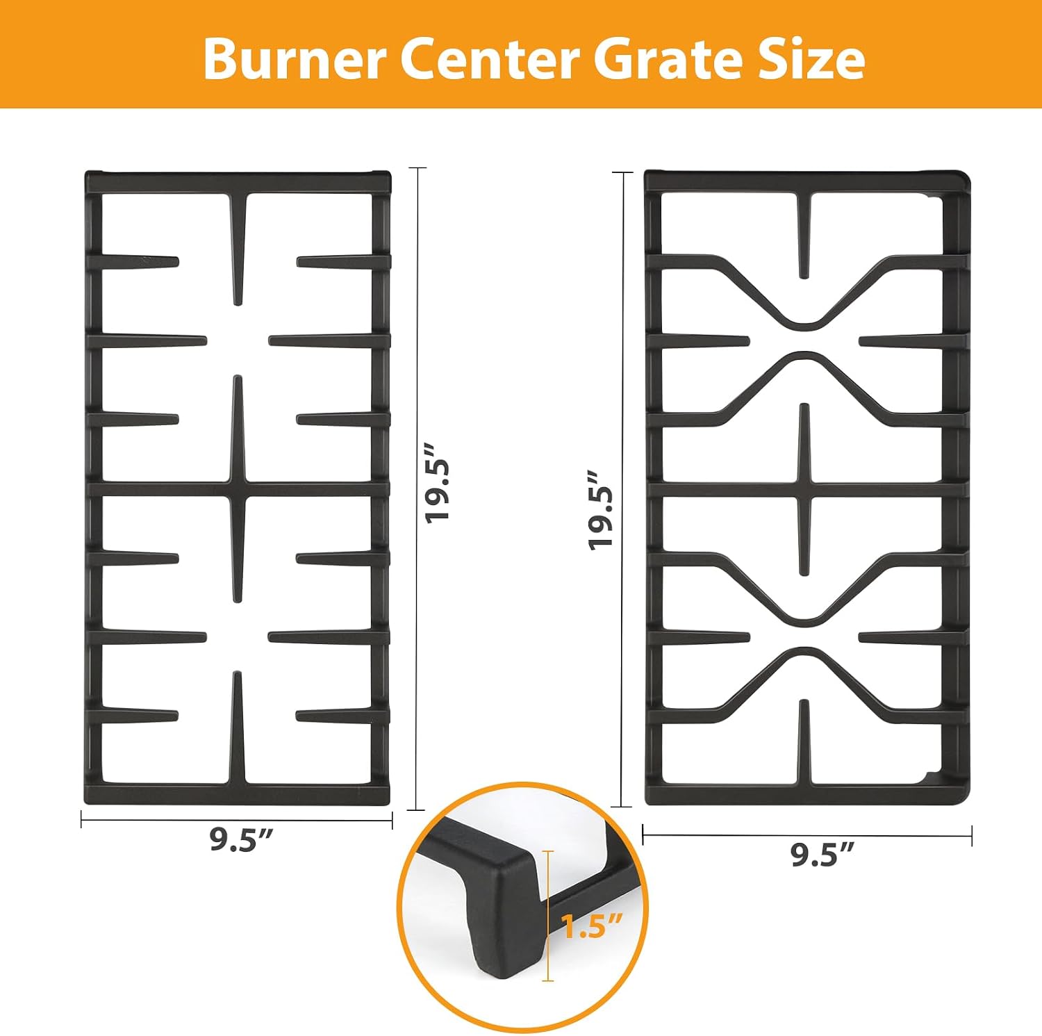 Upgraded WB31X27151 Side Grates WB31X27150 Center Grates Replacement for GE General Electric Stove Parts, WB31X24736 WB31X24737 Cast Iron Grate Cooktop Burner for JGBS66REKSS JGB735SPSS Stove Grate