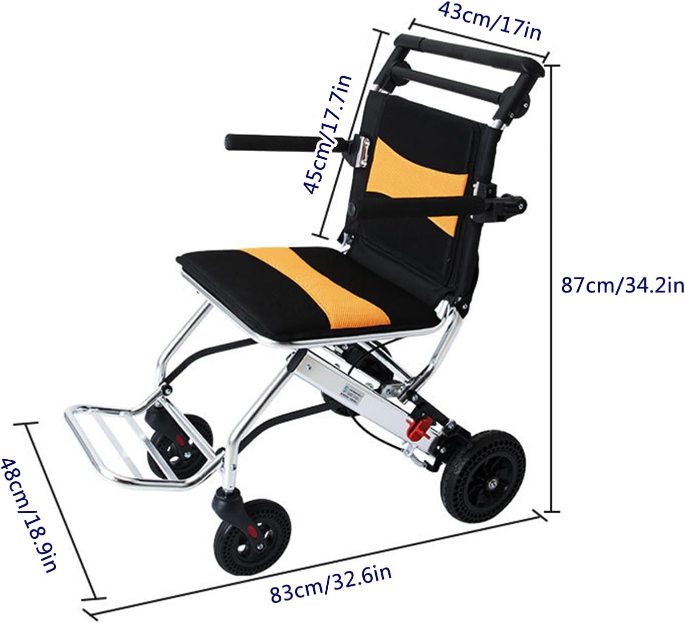 Folding Portable Wheelchair with Hand Brake,Portable Folding Wheelchair, Super Lightweight Transport Wheelchair,Folding, Portable. with Locking Hand Brakes,Flip-Backs Arms
