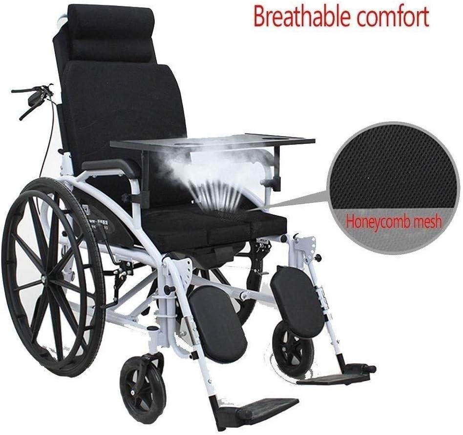 Wheelchair Foldable, High Back Self-Propelled with Non-Pneumatic Tire Adjustable Pedals Double Brake Mobile Toilet Elderly/Disabled Push Scooter,Portable
