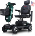 MAX Plus Emerald Outdoor Mobility Scooter - 16 Miles Range, Foldable Design, Anti-Tip Safety System, USB Charger & Cup Holder, 2 * 20AH Battery (300W Motor, 136kg Capacity) (Emerald + Metal)
