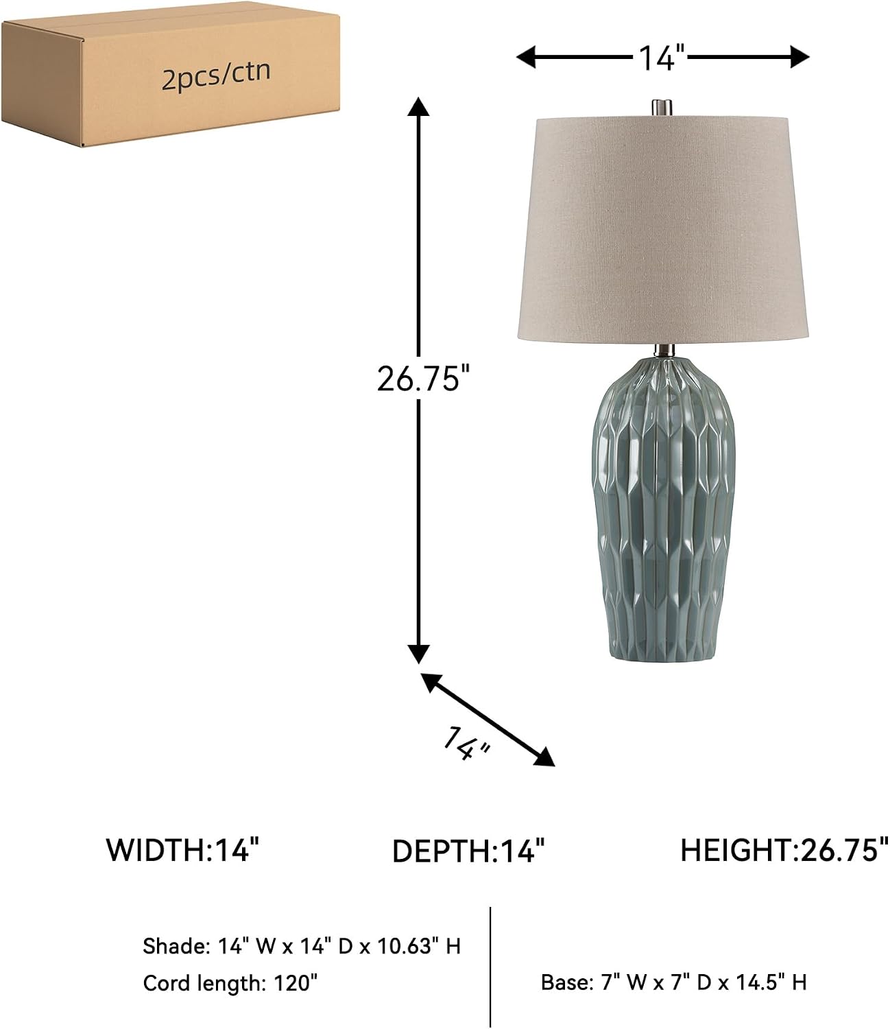 Signature Design by Ashley Hadbury Contemporary Ceramic Table Lamp Set with 3-Way Switch, Set of 2, Light Green & Beige