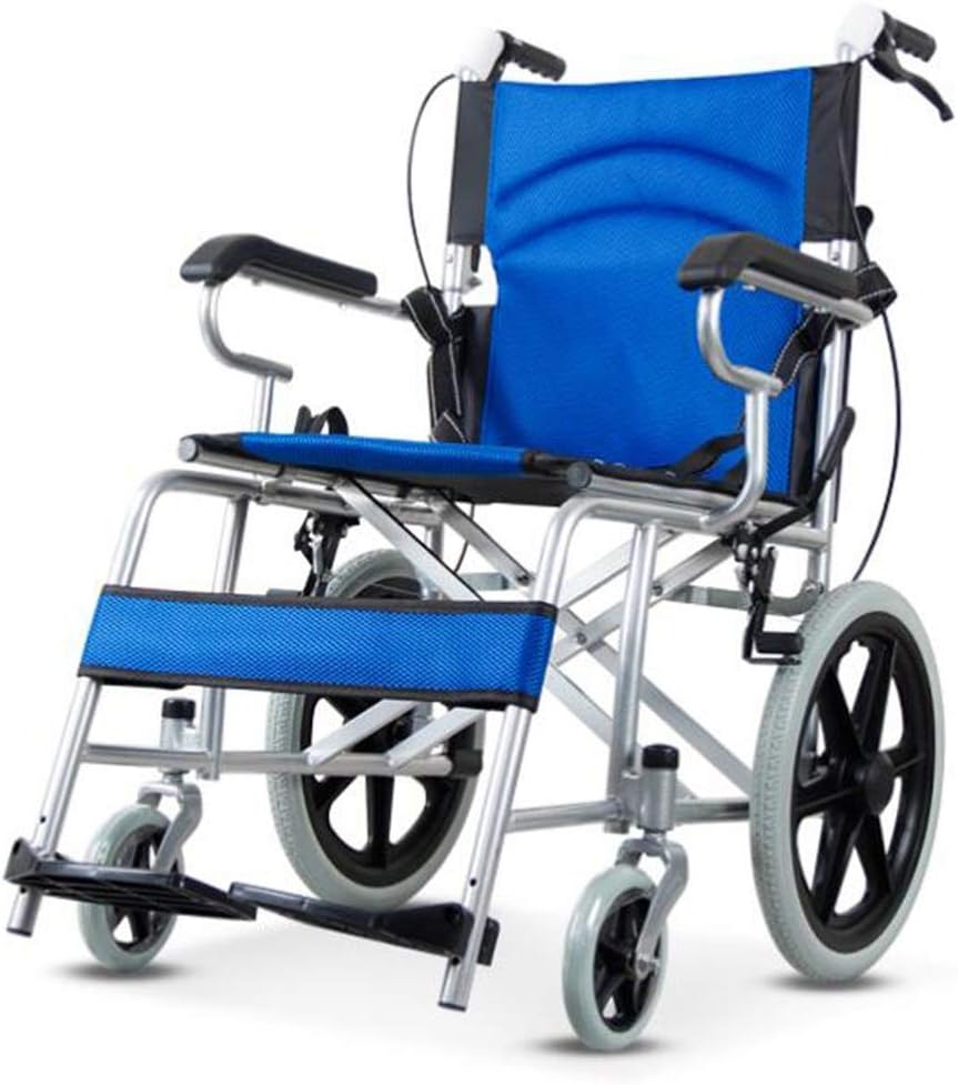 Wheelchair Aluminum Alloy Strong and Sturdy Folding,Lightweight and Portable Travel Senior/disabled Trolley Scooter,portable(Blue)