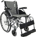 S-Ergo 125 18' seat Ergonomic Wheelchair with Flip-Back Armrest and Swing Away Footrest in Silver