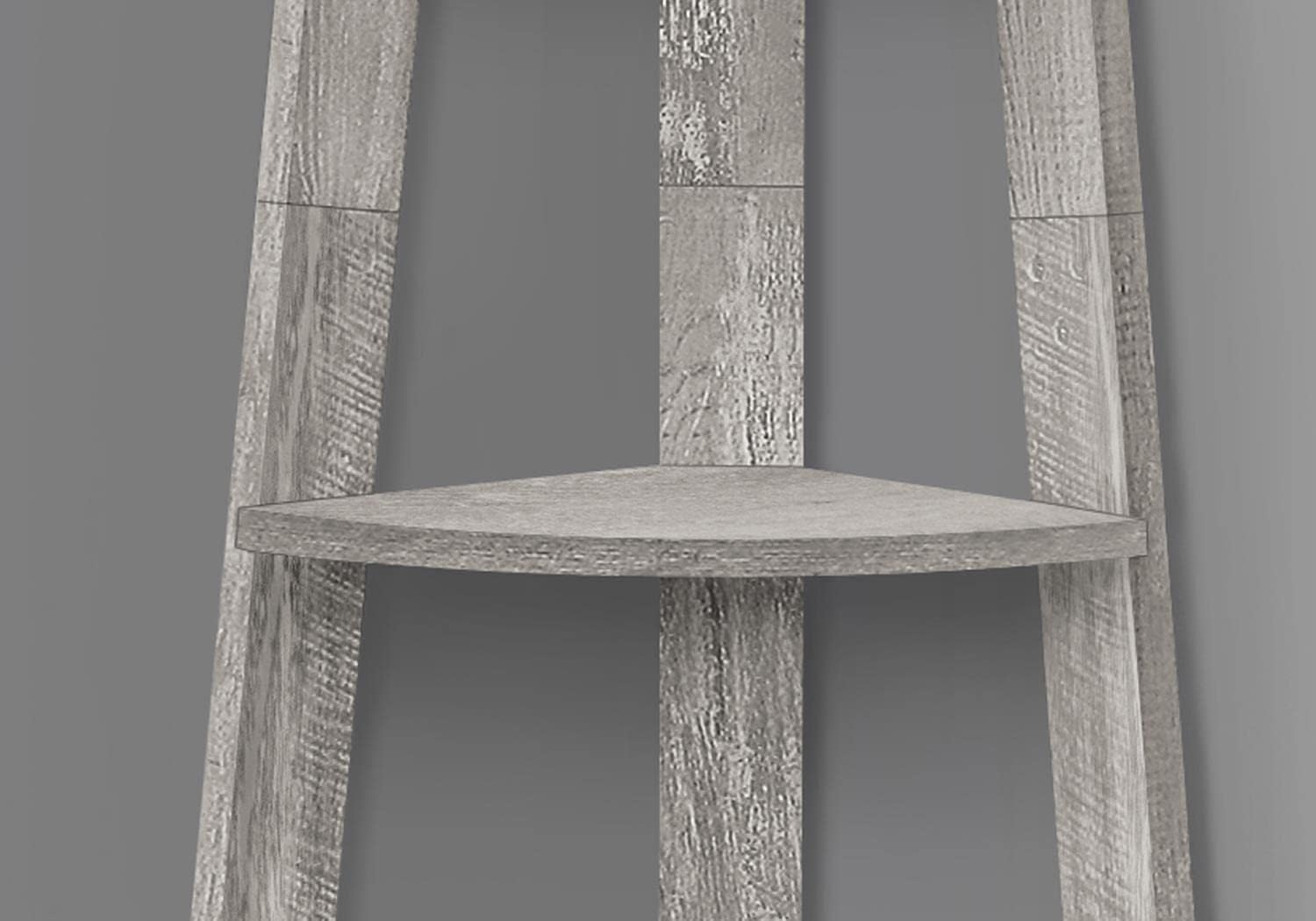 Monarch Specialties I 2433 Bookshelf, Bookcase, Etagere, Corner, 5 Tier, 72' H, Office, Bedroom, Laminate, Grey, Contemporary, Modern