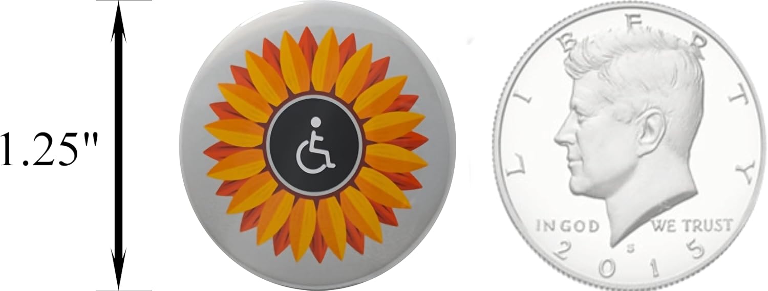 Hidden Disabilities pin - Sunflower - small, 1.25 inch - bulk pack of 120 pinback buttons