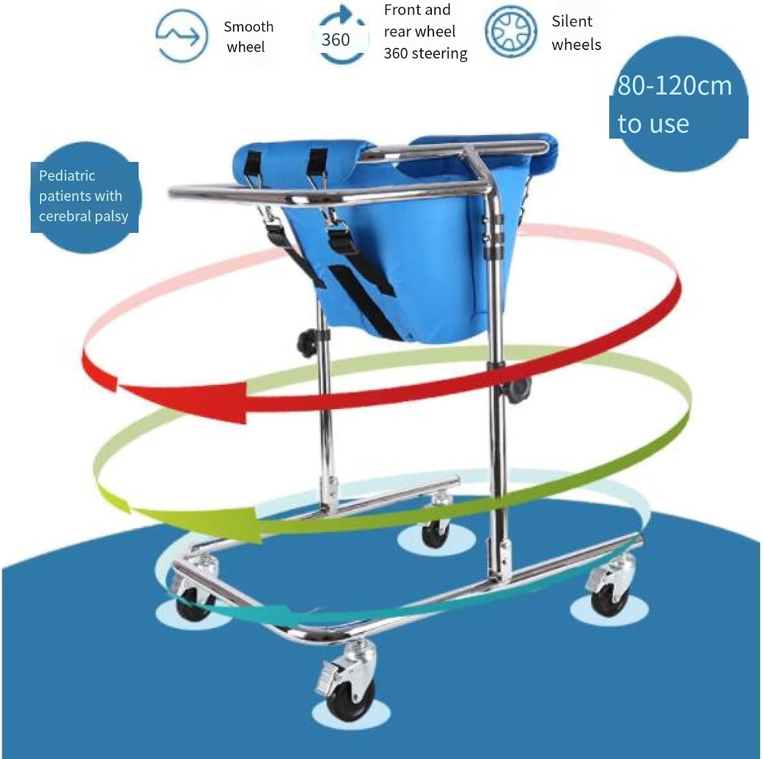 Rehabilitation Rollator Walkers Disabled,4 Walker with Wheels and Seat Disabled Auxiliary,Foldable Hemi Walker Equipment Training Walking Aid