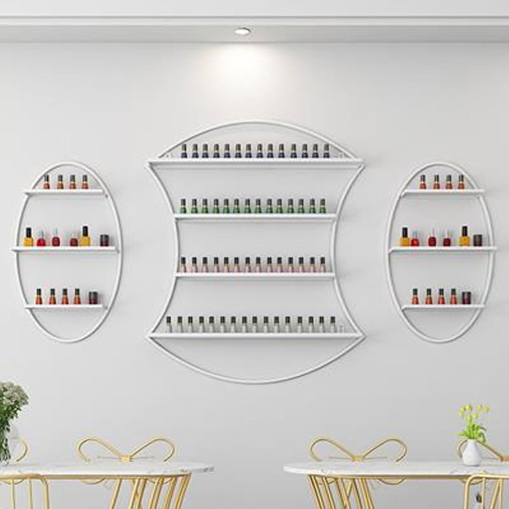Nail Polish Rack Wall Mount Display The Corners are Smooth and Don't Scratch Your Hands Nail Polish Organizer for Nail Salon Dress Room Bedroom (Color : Gold)