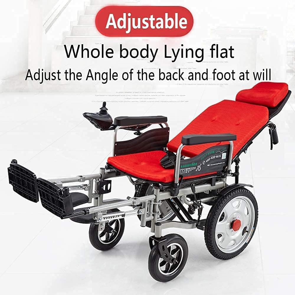 Electric Wheelchair, Electric Wheelchair Folding Lightweight Powerchair Smart with EASB Braking Assist System and Electric Current Or Use As Manual,Suitable for Elderly People with Disabilities