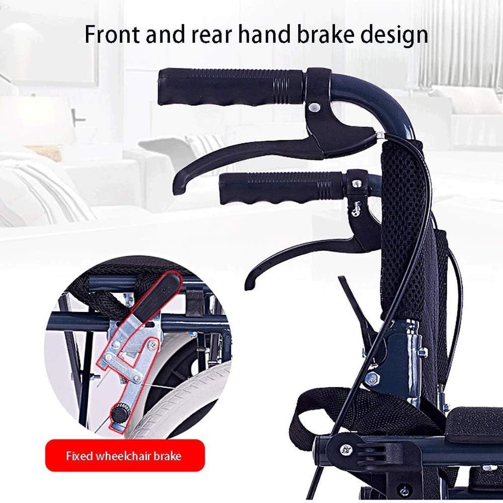 Wheelchair, Aluminum Alloy Stab-Resistant Tire Wheelchair Small Folding Lightweight Elderly Disabled Scooter, Size: 90 80 58cm