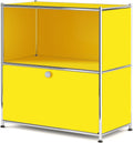 32.5-Inch Flip-Top Storage Cabinet with Detachable Wheels, Metal Side Table and Small Sideboard Cabinet for Living Room, Bedroom, Office, Orange