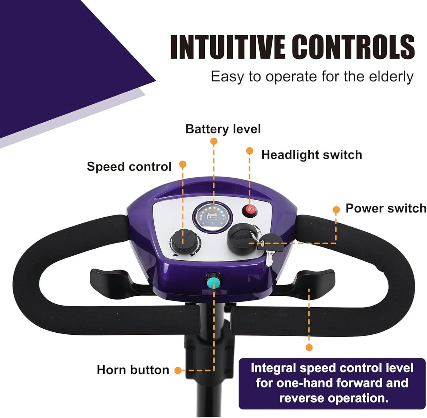 Mobility Scooters for Seniors & Adults 400 Lb Weight Capacity,Lightweight Foldable All Terrain 4 Wheel Powered Scooter,Disability Electric Wheelchair,Add A StorageBox,and Shoulder Bag,5MPH,Purple
