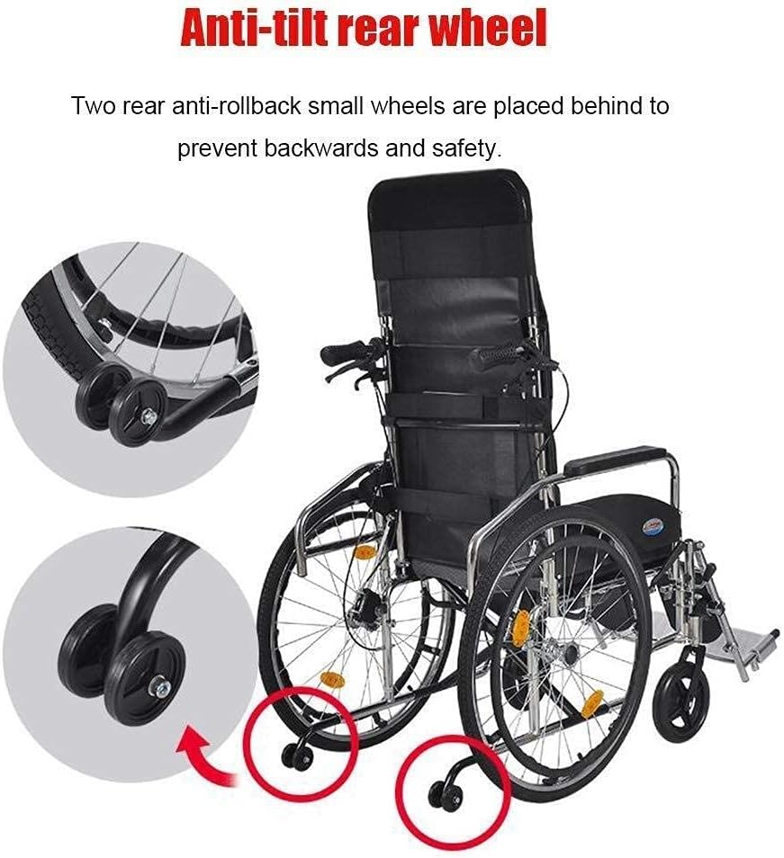 Wheelchairs Wheelchair 23 Kg Folded Back One Hundred Kilograms of Controlling A Portable Seat Bearing Seat 47 * 45Cm Removable Desktop, Toilet, Elderly People with Disabilities Dg/Red (Red)(Black)