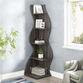 Vertical Bookshelf Tower, Narrow Corner Bookcase, Space-Saving Storage Shelf, Indoor Display Cabinet, Spine Bookshelf, Floor-Standing Corner Shelf for Bedroom(Gray)