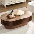 Oval Coffee Table for Living Room Fluted Coffee Table Mid Century Modern Center Table Wood Tea Table with Pedestal Home Furniture Office Apartment Easy Assembly 43.7' Walnut