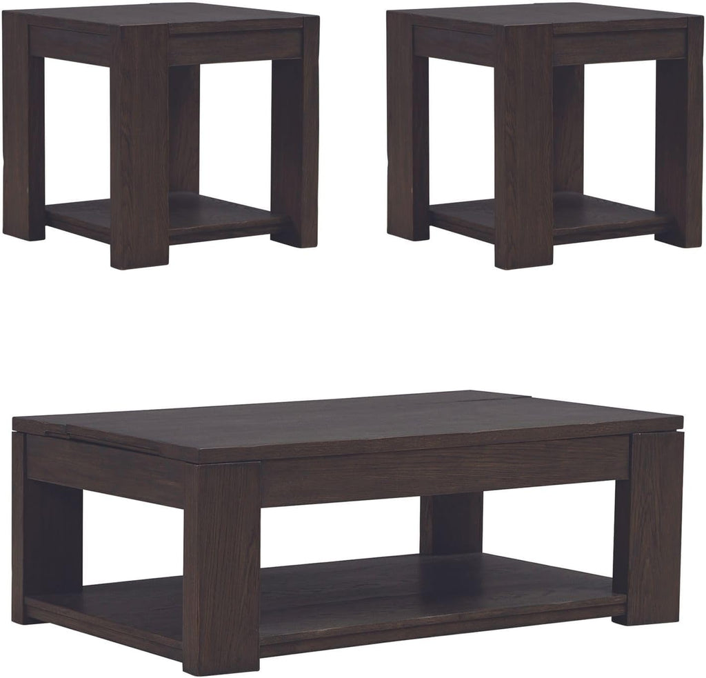 Liberty Furniture Lennox Hill Living Room 3 Piece Set - Lift Top Cocktail Table, 2 End Tables - Bark