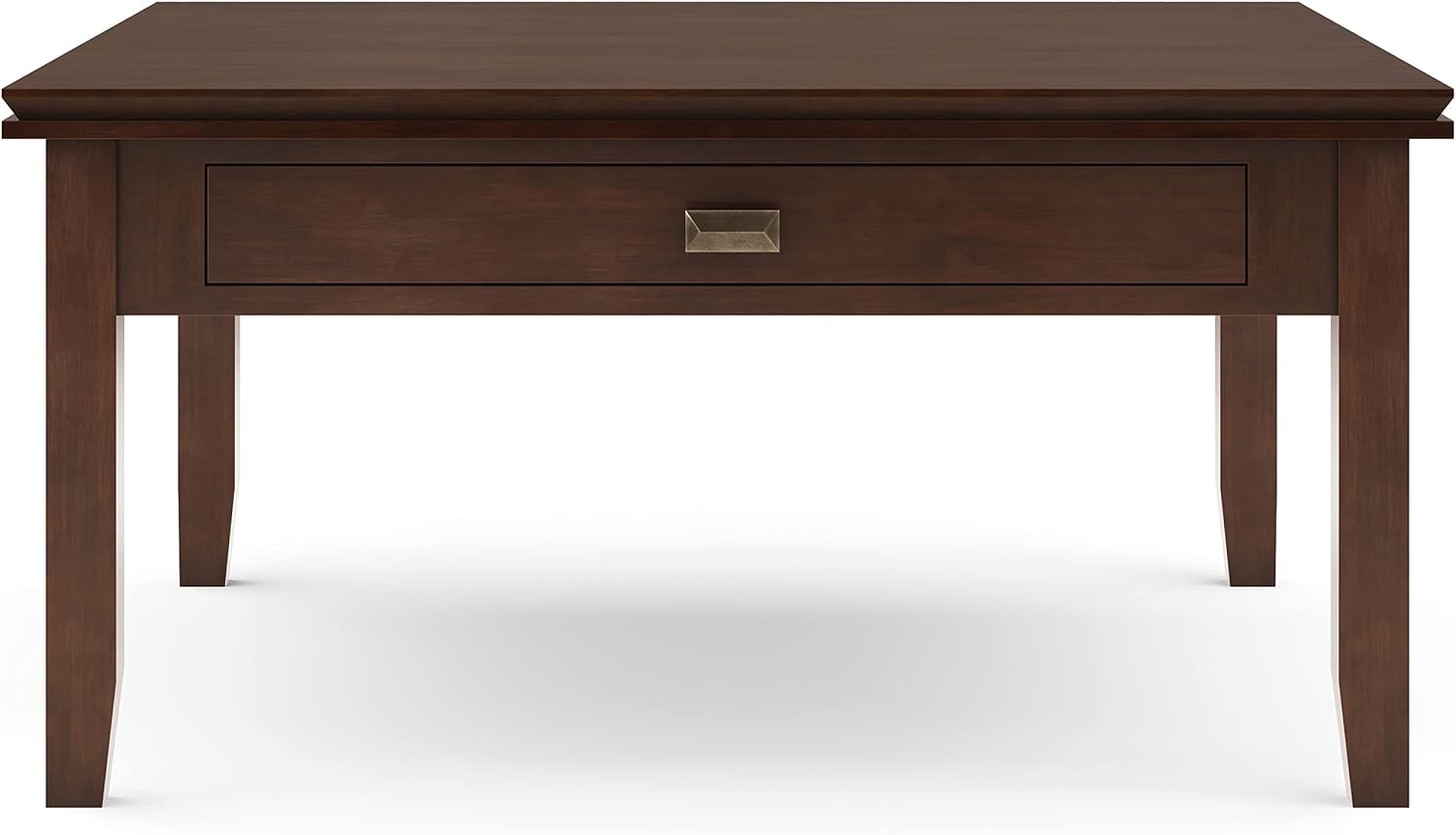 SIMPLIHOME Artisan Square Coffee Table - 36 inch Wide Solid Wood Transitional Cocktail Table in Russet Brown, Classic Living Room Table with Slatted Open Shelf and Contemporary Framed Top Design