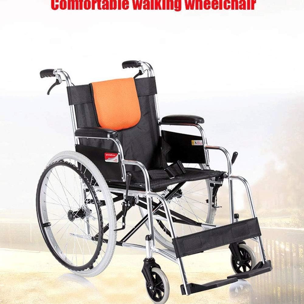 Wheelchair,Wheelchair Folding Lightweight Old-Fashioned Double-Brake Elderly Scooter Elderly Helper Trolley, Stainless Steel