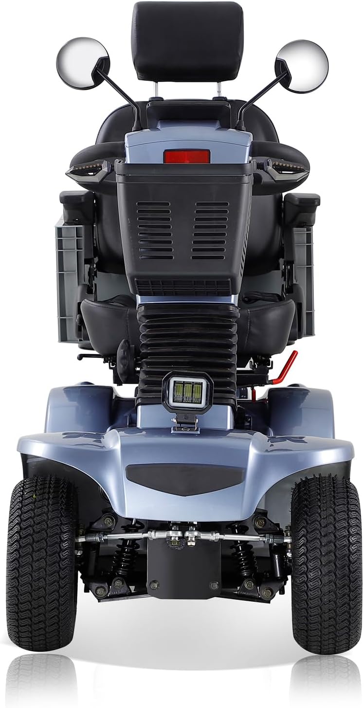 Mobility Scooters for Seniors & Adults 400 Lb Weight Capacity,4-Wheel Heavy Duty Travel Foldable Powered Scooter,Disability Mobile Electric Wheelchair,Luxury Seat and Front Rear Led Lights,Gray
