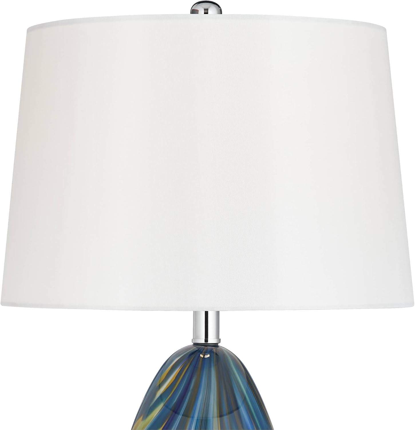 Possini Euro Design Pablo Modern Table Lamp 27' Tall Swirling Multi Color Blue Hand Blown Art Glass Metal White Tapered Drum Shade Decor for Living Room Bedroom House Bedside Home (Color May Vary)