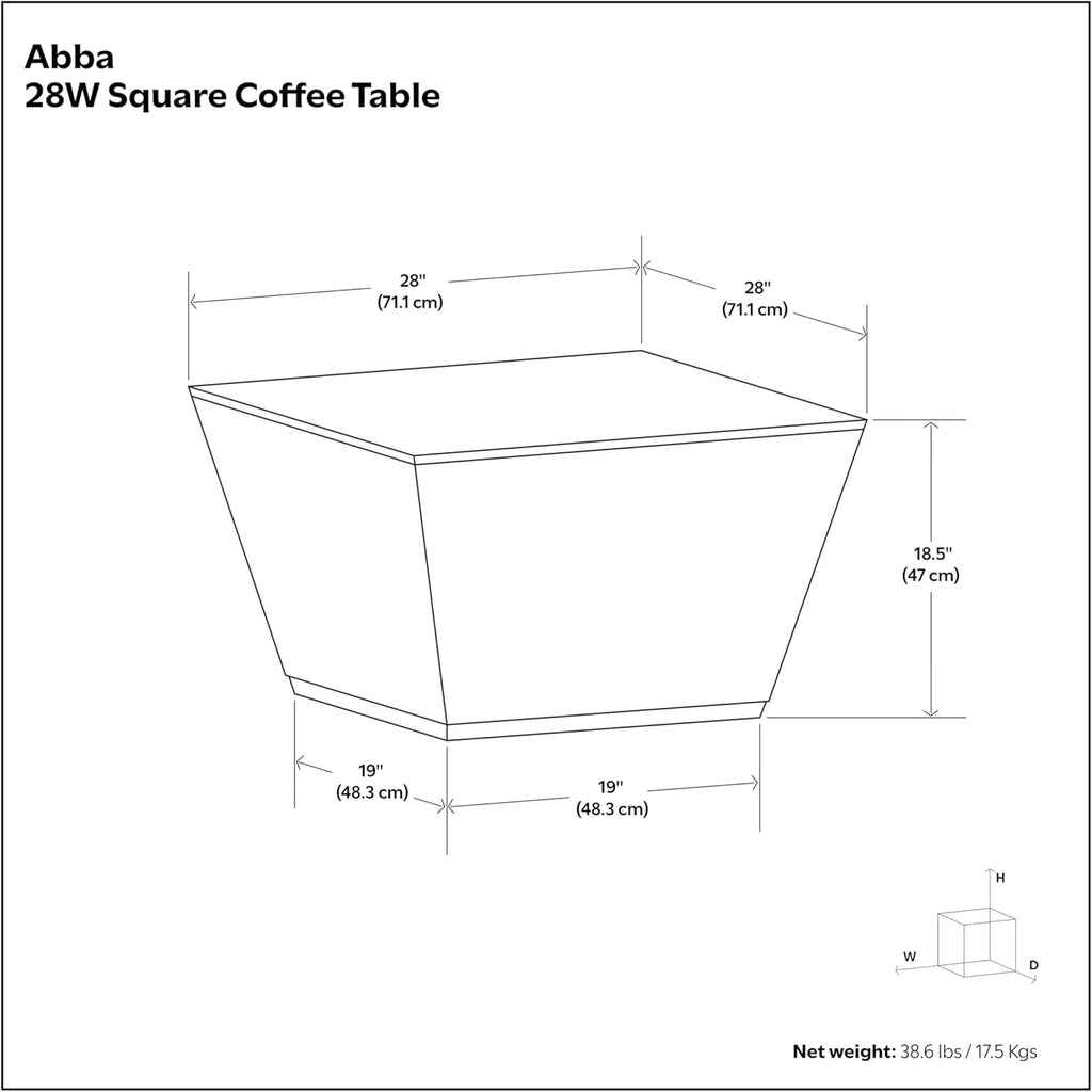 SIMPLIHOME Abba Square Coffee Table - 28 inch Wide Solid Mango Wood Modern Cocktail Table in Acacia Brown, Contemporary Table for Living Room with Low Profile Block Design, Assembled