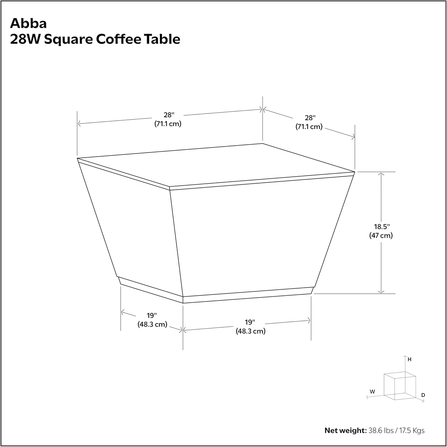 SIMPLIHOME Abba Square Coffee Table - 28 inch Wide Solid Mango Wood Modern Cocktail Table in Acacia Brown, Contemporary Table for Living Room with Low Profile Block Design, Assembled