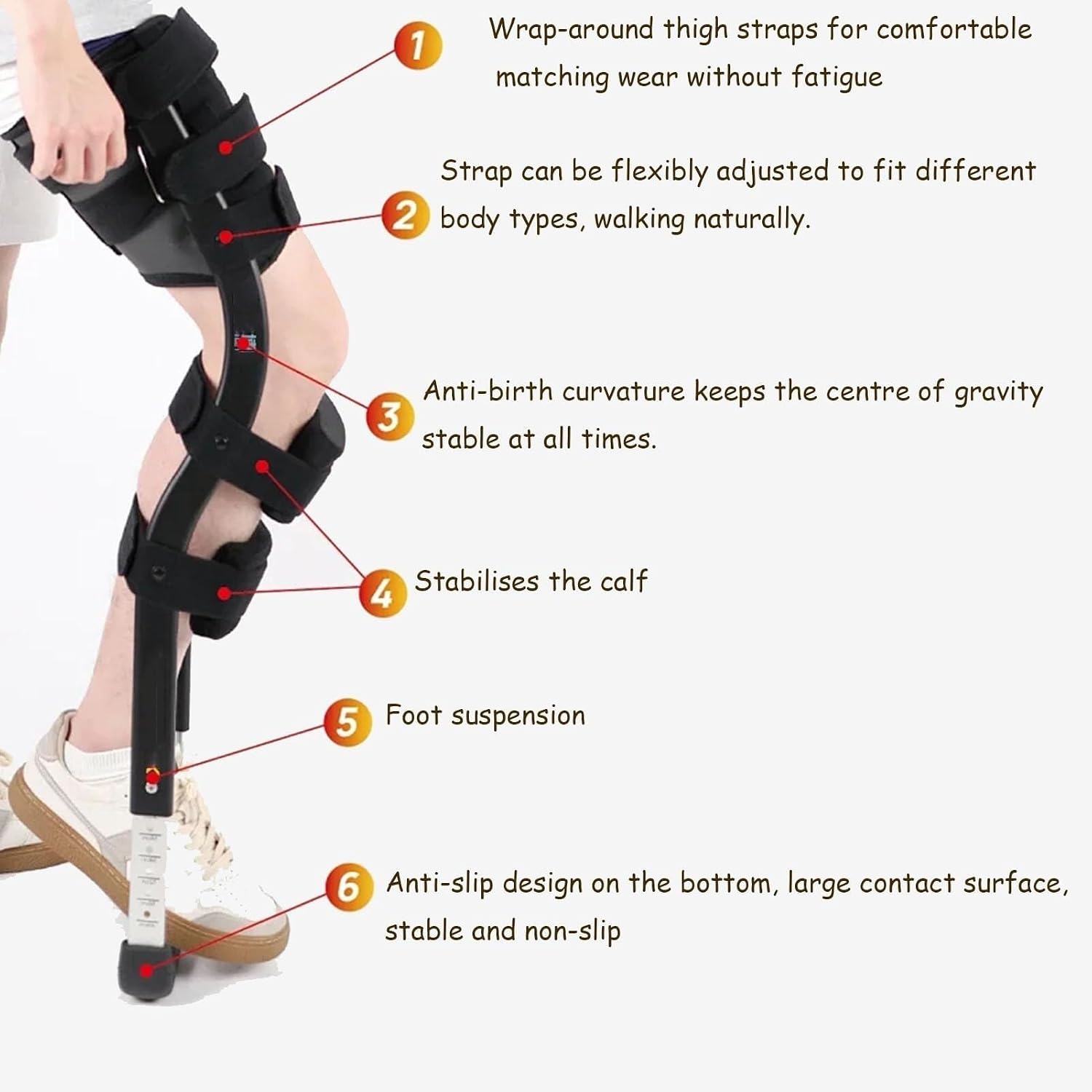 Leg Knee Mobility Support Hands Free Crutches for Adults Alternative to Crutches and Knee Scooters for Disability Elderly Injury Ankle Fracture