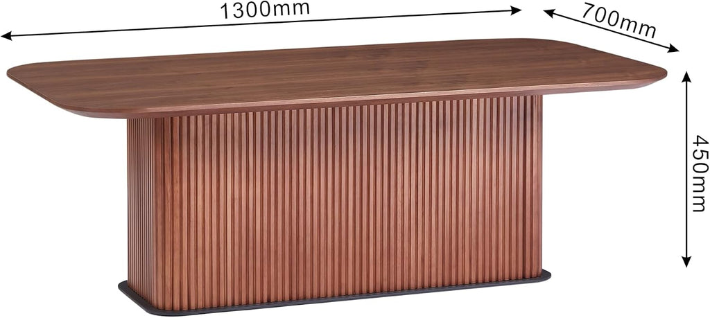 Coffee Table, Modern Wooden Coffee Table Rectangle Center Table with Solid Wood Veneered, Walnut