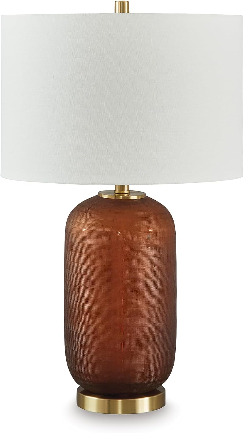 Signature Design by Ashley Farberman Transitional Metal Table Lamp with 3-Way Switch, Orange & Metallic