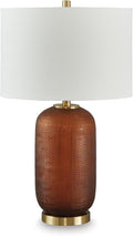 Signature Design by Ashley Farberman Transitional Metal Table Lamp with 3-Way Switch, Orange & Metallic