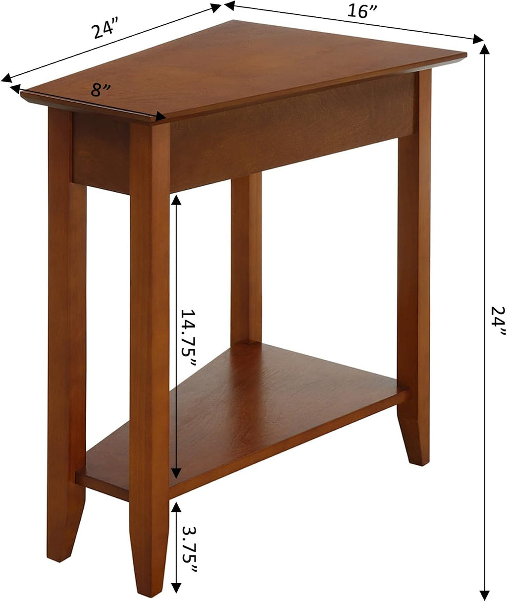 Convenience Concepts American Heritage Wedge End Table 24' - Classic Living Room Table with Storage Shelf, Side Table for Family Room, Bedside Table, Cherry