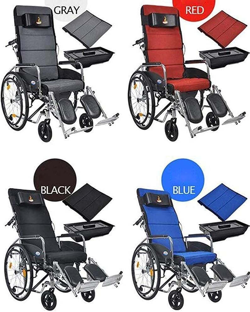 Wheelchairs Wheelchair 23 Kg Folded Back One Hundred Kilograms of Controlling A Portable Seat Bearing Seat 47 * 45Cm Removable Desktop, Toilet, Elderly People with Disabilities Dg/Red (Red)(Blue)