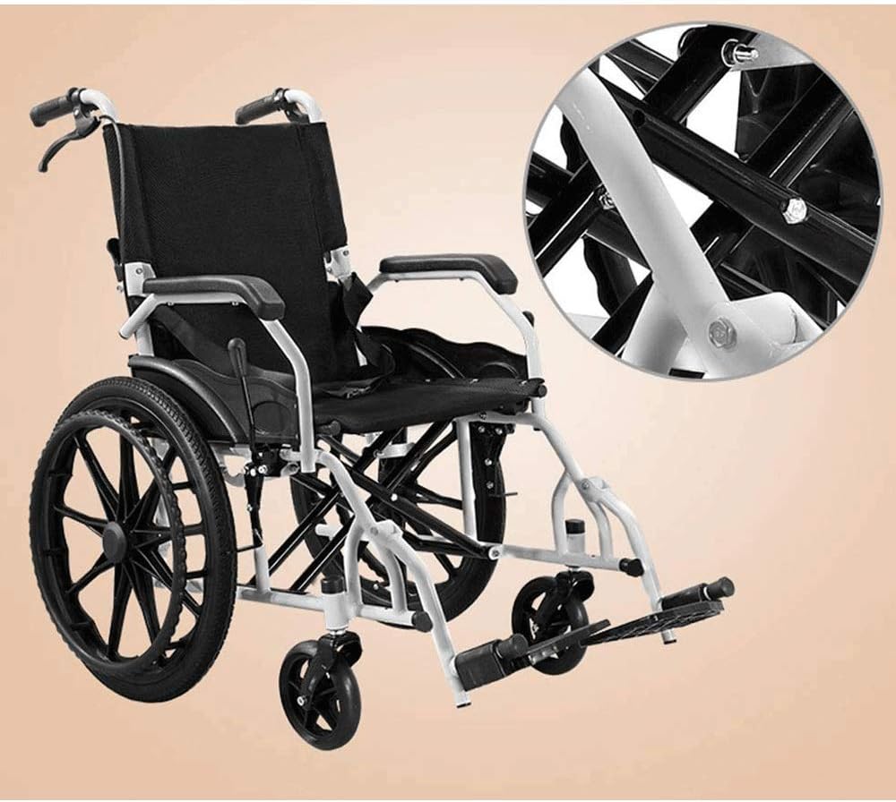 Wheelchair,Wheelchair Folding Lightweight Travel Portable Ultralight Elderly Elderly Trolley Disabled Portable Scooter, Black