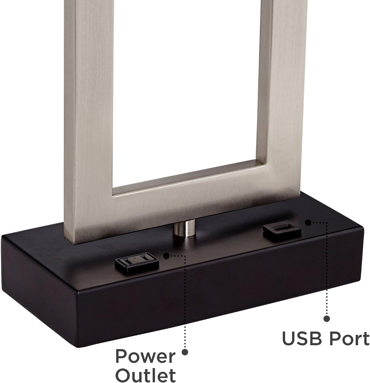 360 Lighting Todd 30' Tall Large Rectangular Modern End Table Lamps Set of 2 USB Port AC Power Outlet Silver Brushed Nickel Finish Metal Living Room Charging Bedroom Bedside Nightstand House