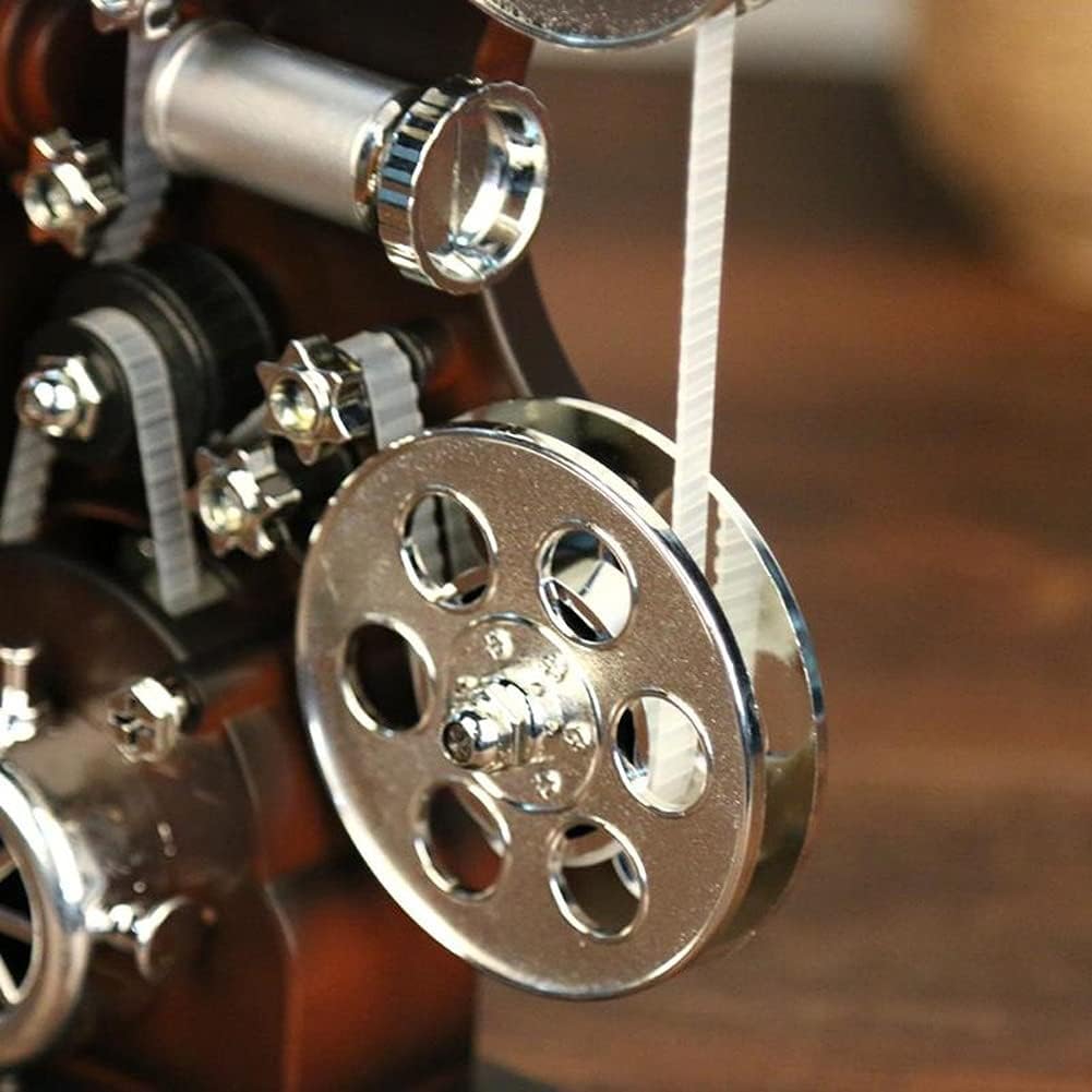 Antique Retro Movie Film Projector Music Box Wood Metal Musical Boxes Birthday Gift Toy for Kids Vintage Wedding Home Decoration