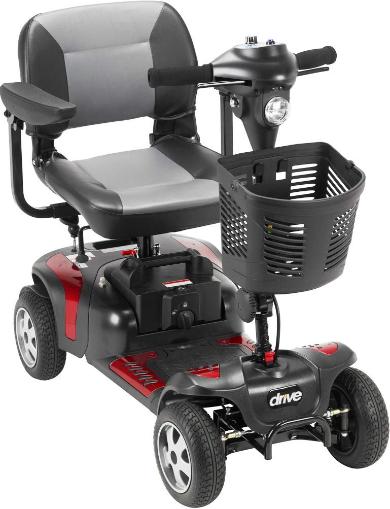 Drive Medical PHOENIXLT4-20 Phoenix Heavy Duty 4-Wheel Travel Scooter, 20' Folding Seat, 350 lbs Weight Capacity, 4 mph Max Speed, 15 Miles Maximum Range, Armrests are Padded and Adjustable