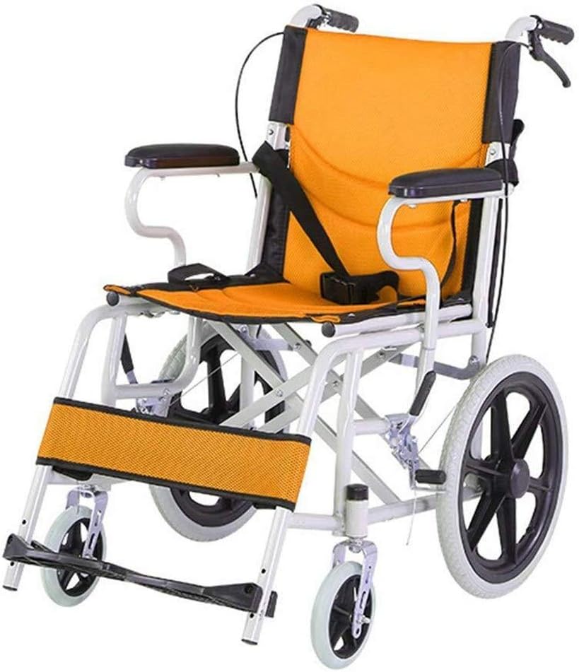 Wheelchair Aluminum Alloy Strong and Sturdy Folding,Lightweight and Portable Travel Senior/disabled Trolley Scooter,portable(Yellow)