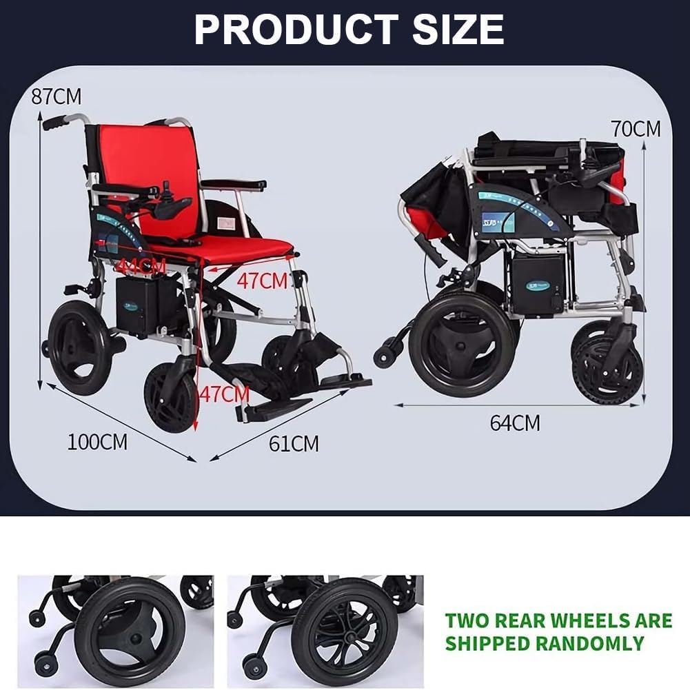 Lightweight Electric Wheelchair with Headrest, Foldable Adult Motorized Wheelchair, Aluminum Alloy Manual/Electric Transport Wheelchair, All-Terrain Travel Walker, Folding Power Wheelchair