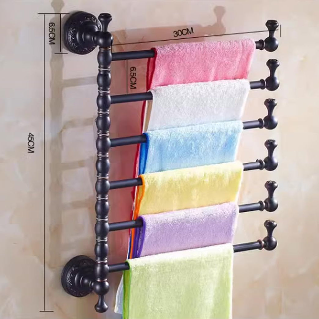 ZHOUXIAO Oil Rubbed Bronze Swing Out Towel Bar Holder/Brass Swivel Multiple Towel Rack for Bathroom or Kitchen, Towel Bar Folding Arm Swivel Hanger Bathroom Storage Wall Moun T