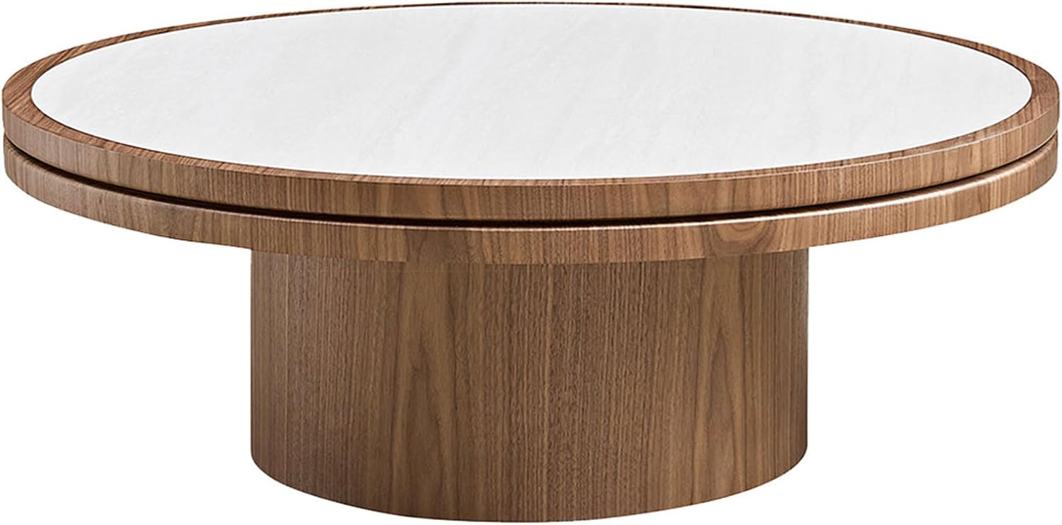 JUSTONE 35.43''Round Coffee Table,Farmhouse Wood Coffee Table for Living Room Apartment,Easy Assembly,Walnut(ø35.43'' x 13.78'')