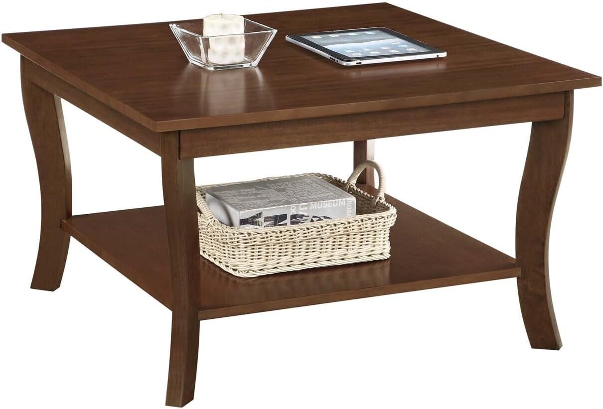HomeStock Square Coffee Table - Solid Wood Living Room Accent Table - 30' x 30' x 18' Espresso