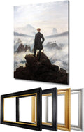 DECORARTS - Wanderer Above the Sea of Fog (1818) by Caspar David Friedrich Art Reproduction. Oversize Solid Wooden Frame Matching with Giclee Prints Canvas Wall Art. Total Size: W 35' x H 43'
