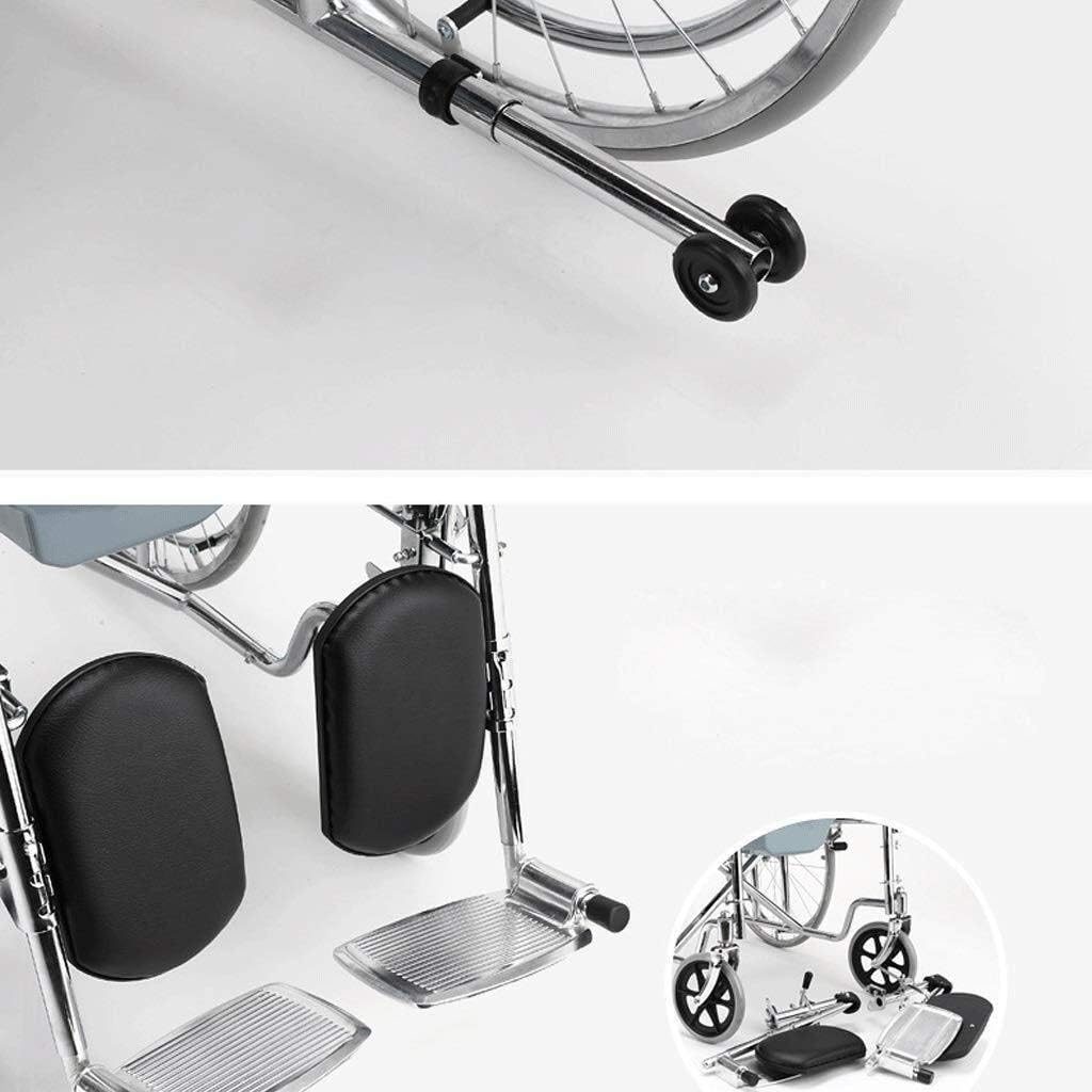 Wheelchair Aluminum Alloy Mobile Toilet, Fold Light with Toilet High Back Elderly/Disabled Trolley Scooter,Portable