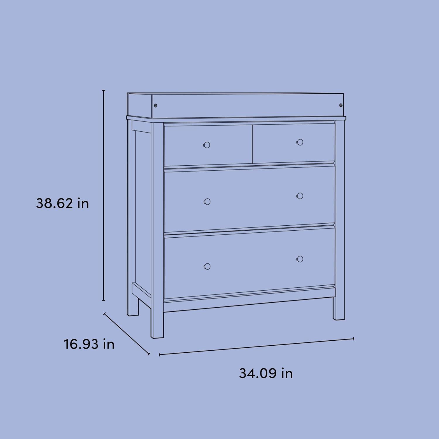 Storkcraft Horizon 3 Drawer Chest with Changing Topper (Pebble Gray) – GREENGUARD Gold Certified, Includes Removable Changing Table Topper, Chest of Drawers for Nursery & Kids Bedroom