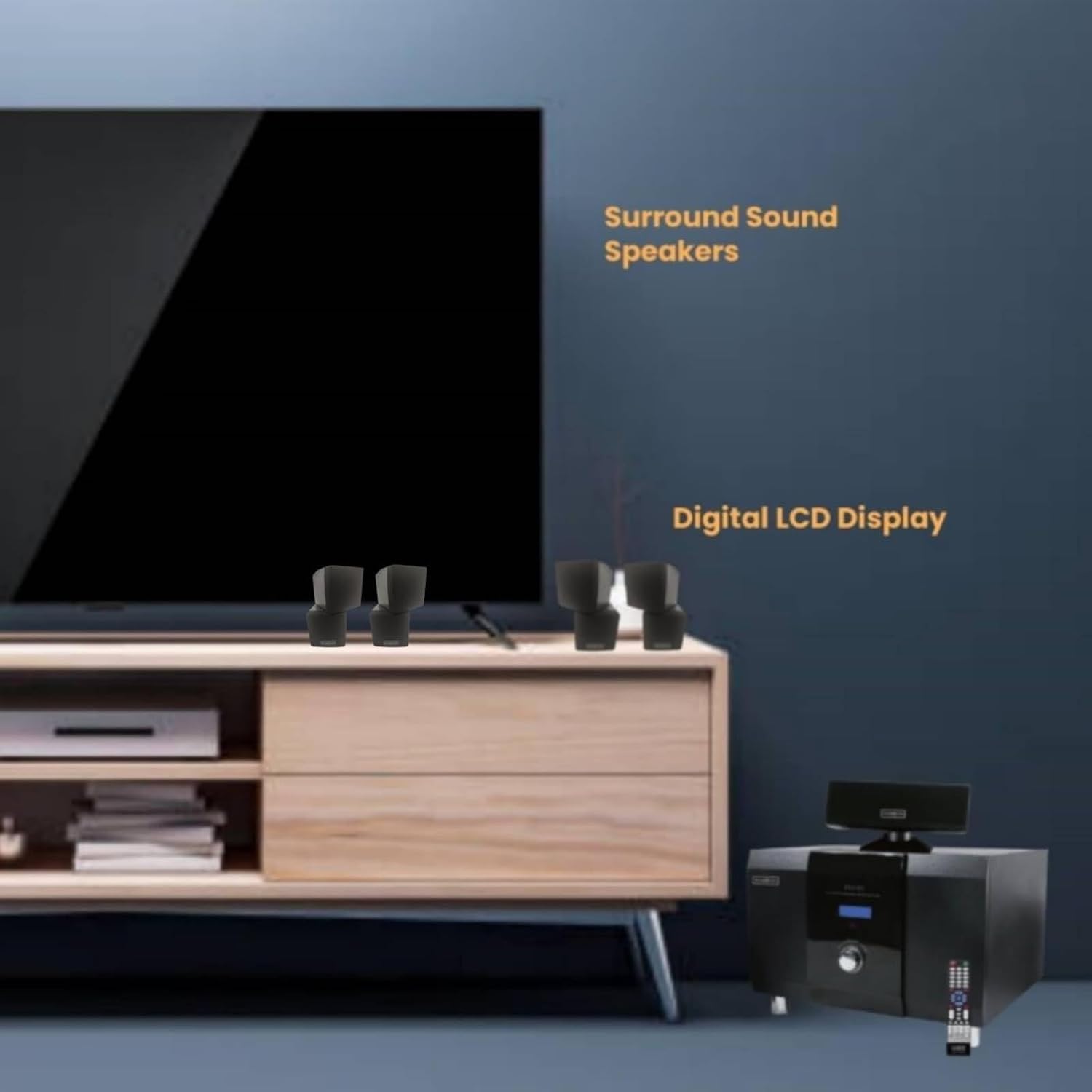 5.1 Channel Home Theater System with 10' Subwoofer, 500W Peak Power, Bluetooth 5.0, FM Radio, Remote Control - for Movies/Music/Karaoke (5 Speakers + RCA/USB)