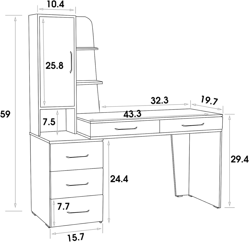 ivinta Computer Desk with Storage Shelves and Drawers, Modern Corner Office Desk for Home Office, Bedroom, Living Room, Classroom 7118 (Walnut Brown)