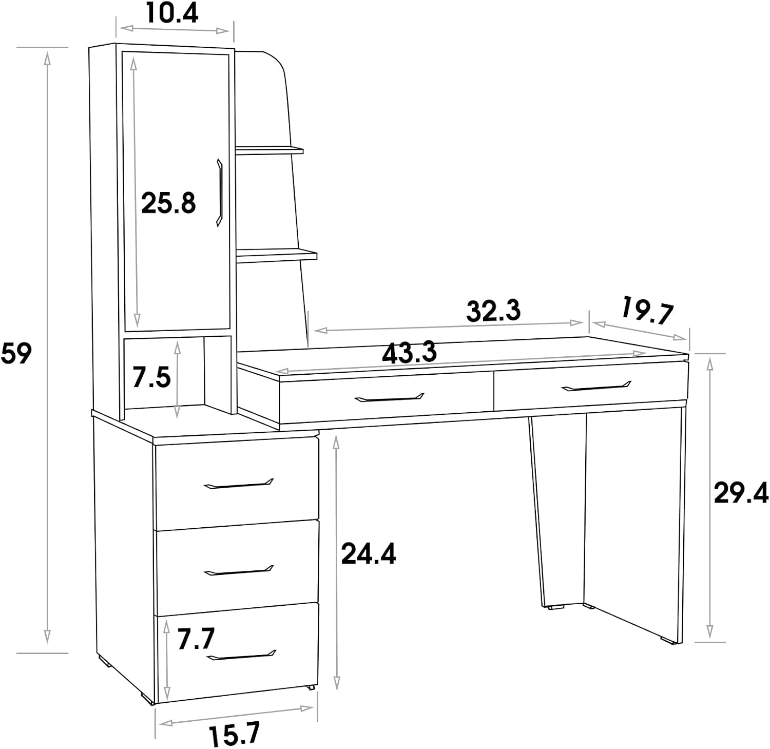 ivinta Computer Desk with Storage Shelves and Drawers, Modern Corner Office Desk for Home Office, Bedroom, Living Room, Classroom 7118 (Walnut Brown)